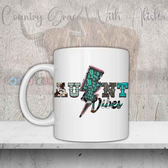 Aunt Vibes Western Coffee Mug Tea Cup - Picture 1 of 1